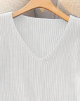 Helvano | Rippstrick-Pullover mit V-Ausschnitt