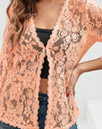 Helvano | Damen Strickjacke mit Blumen-Lochmuster