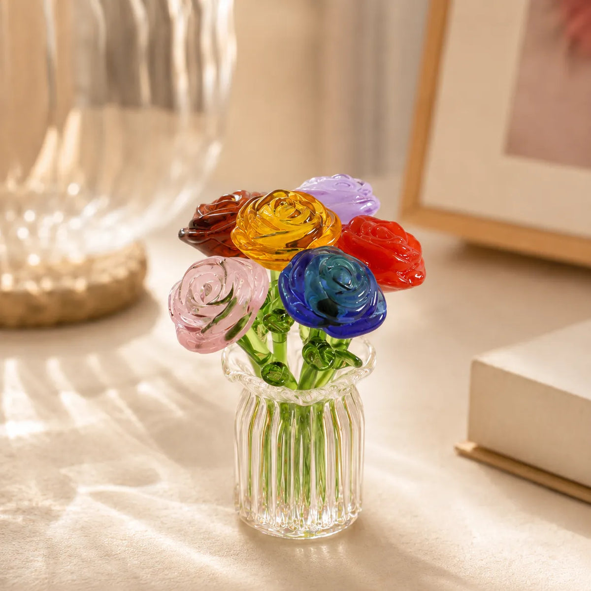 Helvano | Kunstblumen-Set mit Glasvase