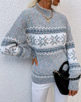 Helvano | Damen Strickpullover mit Stehkragen und Schneeflocken