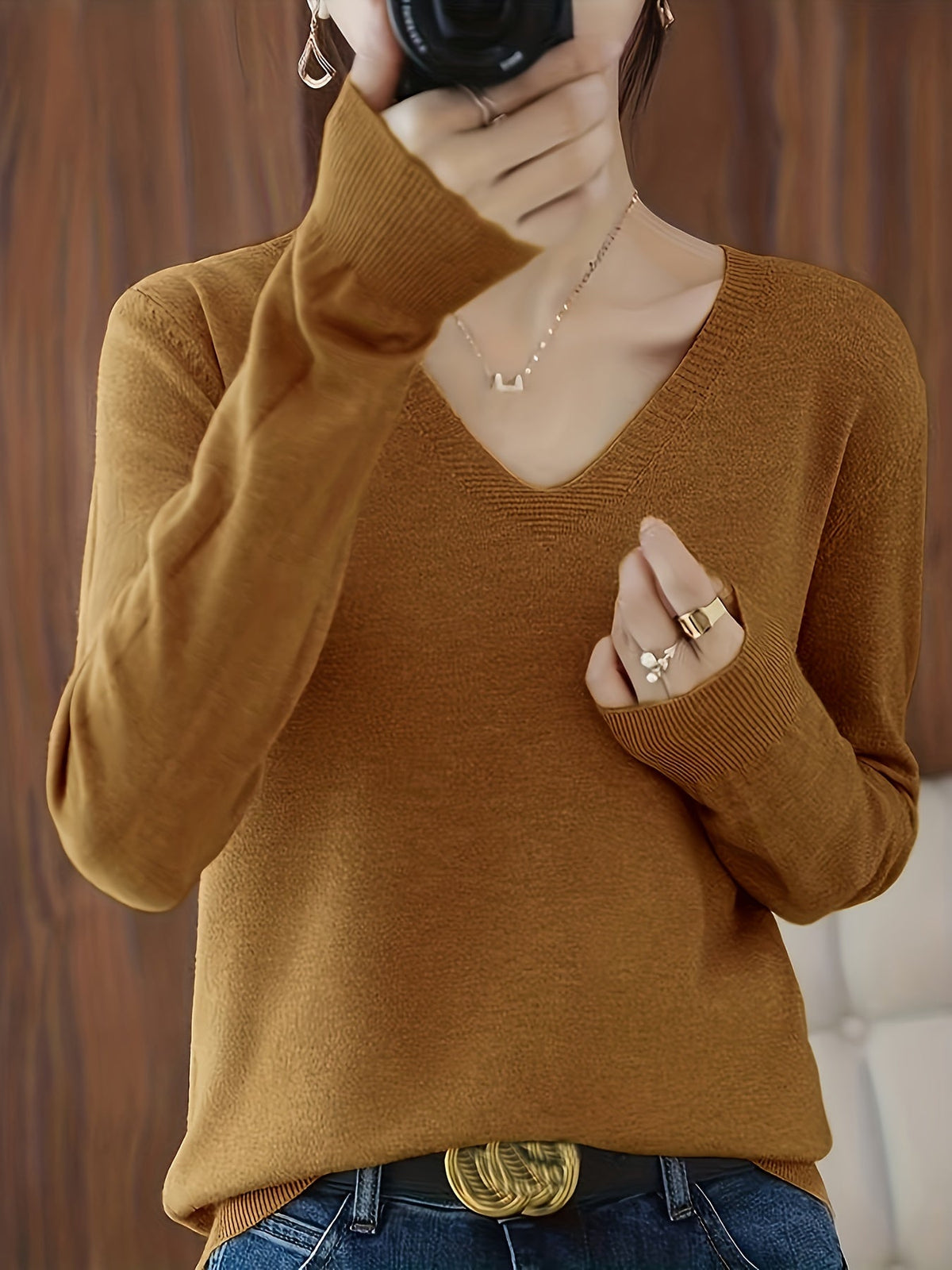 Helvano | Damen Strickpullover mit V-Ausschnitt