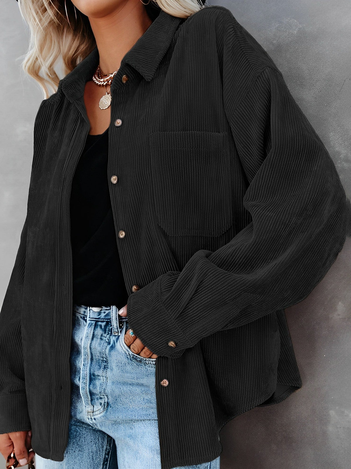 Helvano | Cordjacke mit Knöpfen für Damen