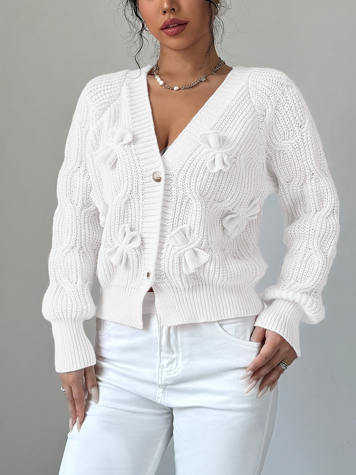 Helvano | Strickjacke mit Schleifendetail für Damen