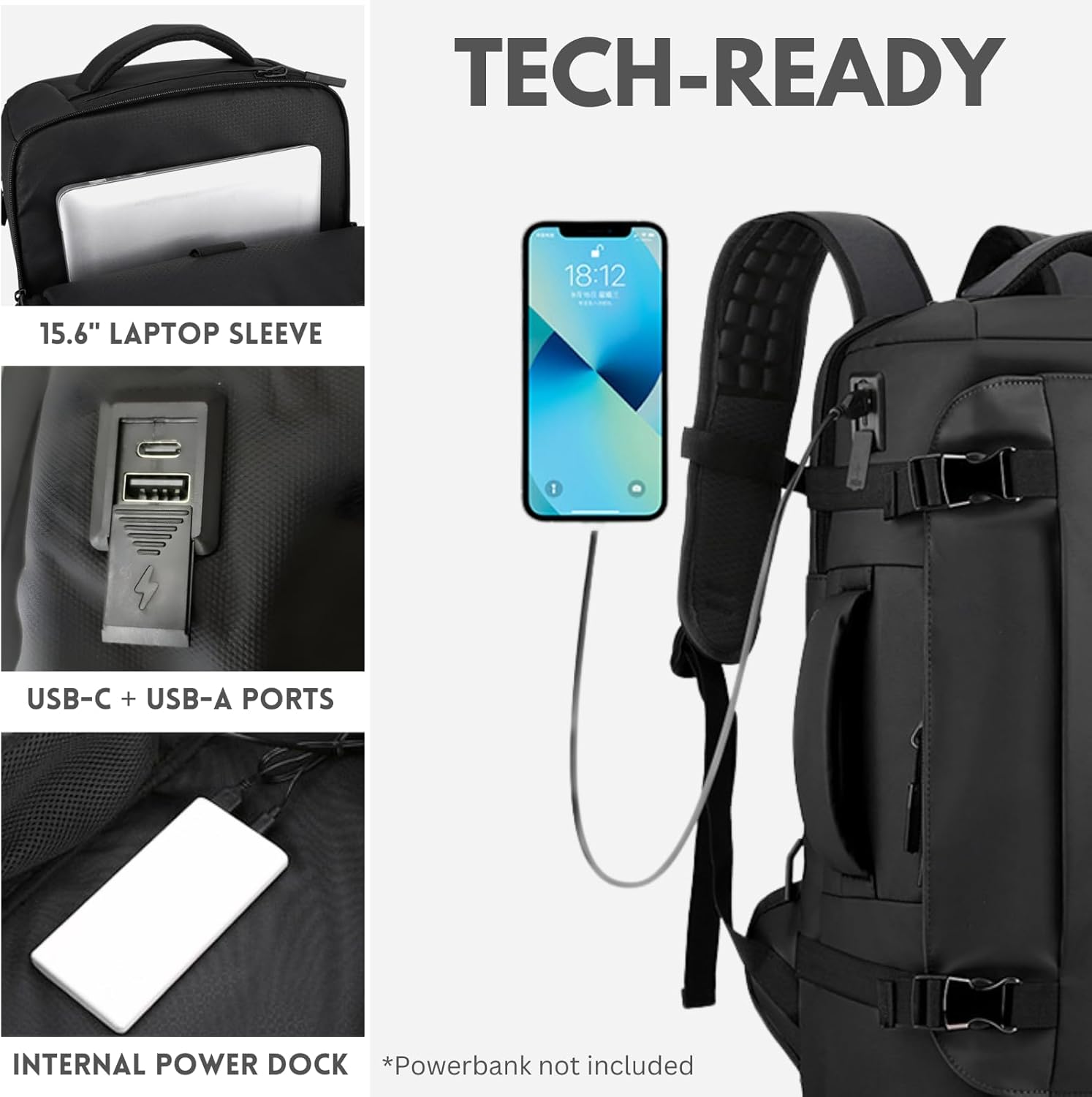Helvano | Wasserdichter Laptop-Rucksack 15" mit USB-C
