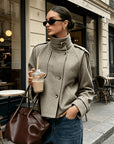Helvano | Hahnentritt-Jacke mit Stehkragen für Damen