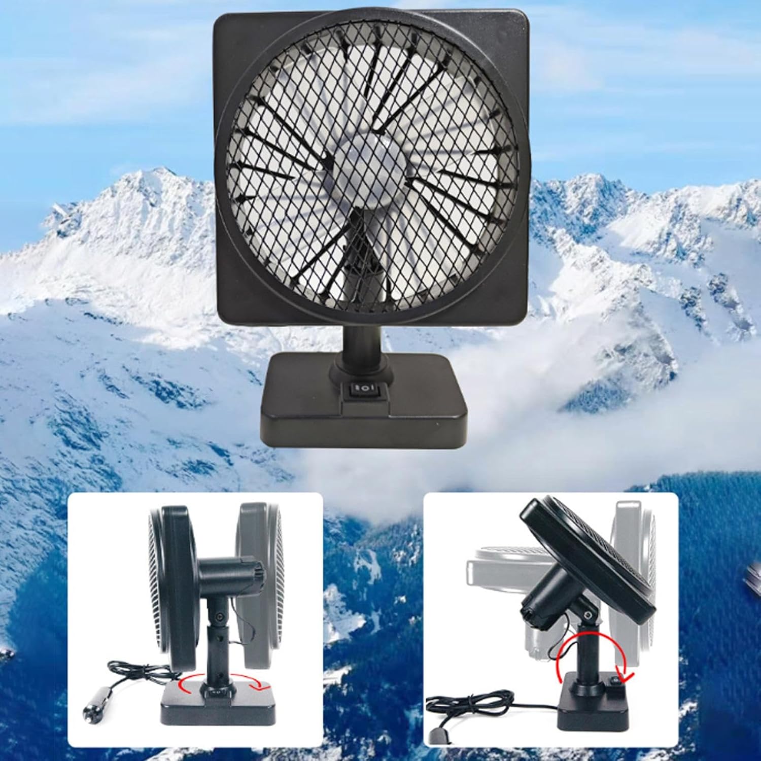Helvano | 12V USB Auto-Ventilator mit 360°-Rotation