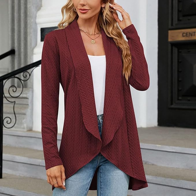 Helvano | Offener drapierter Strickcardigan für Damen