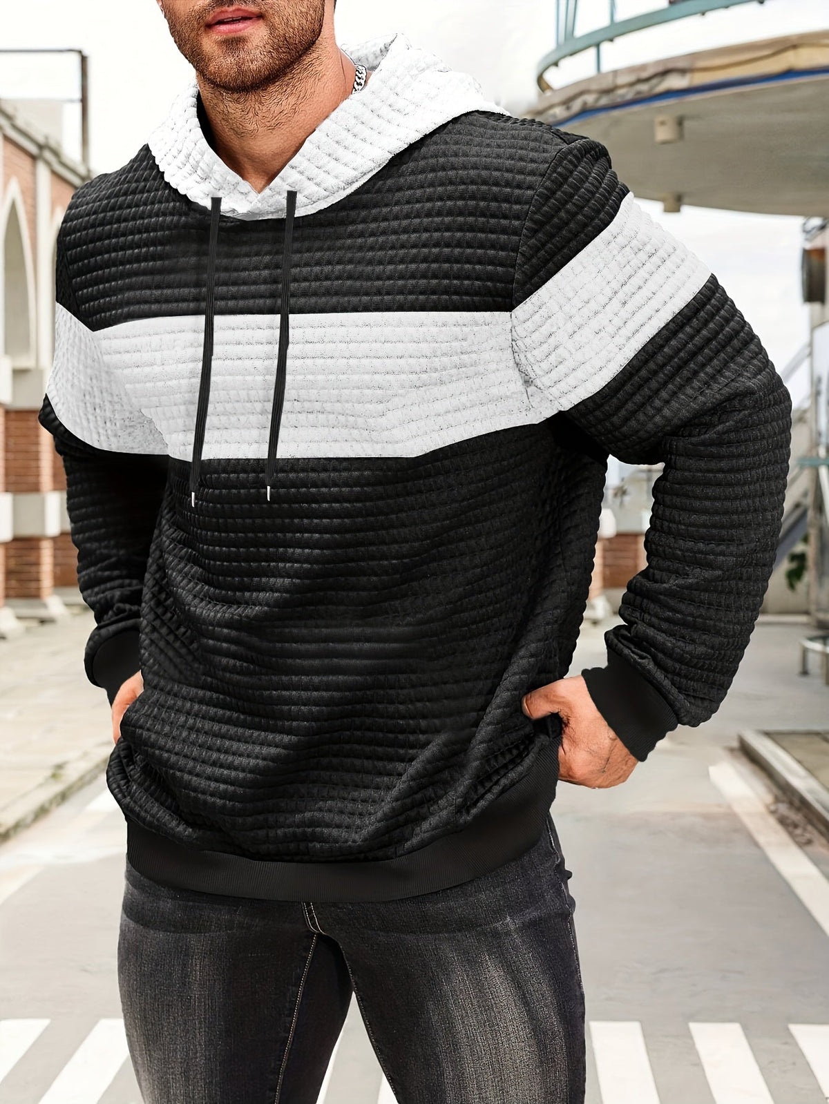 Helvano | Strukturierter Colorblock-Hoodie für Herren