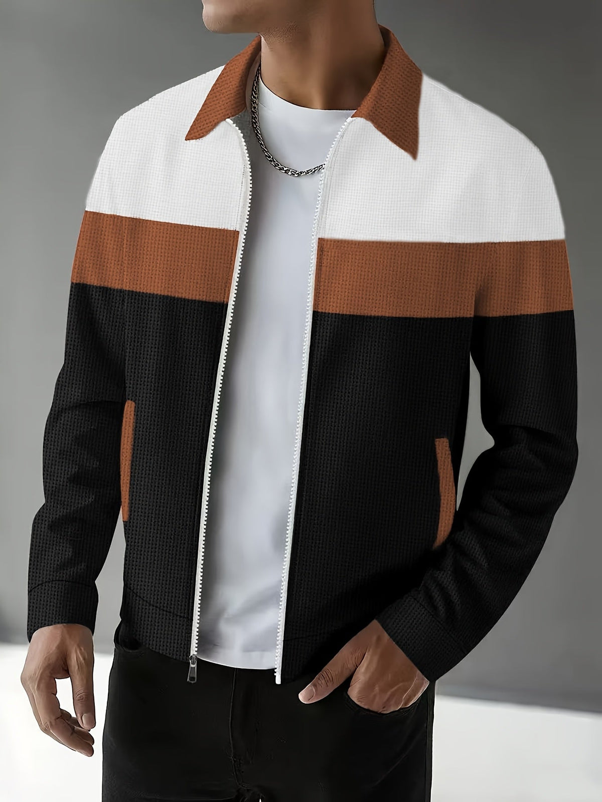 Helvano | Colorblock-Jacke mit Reissverschluss für Herren