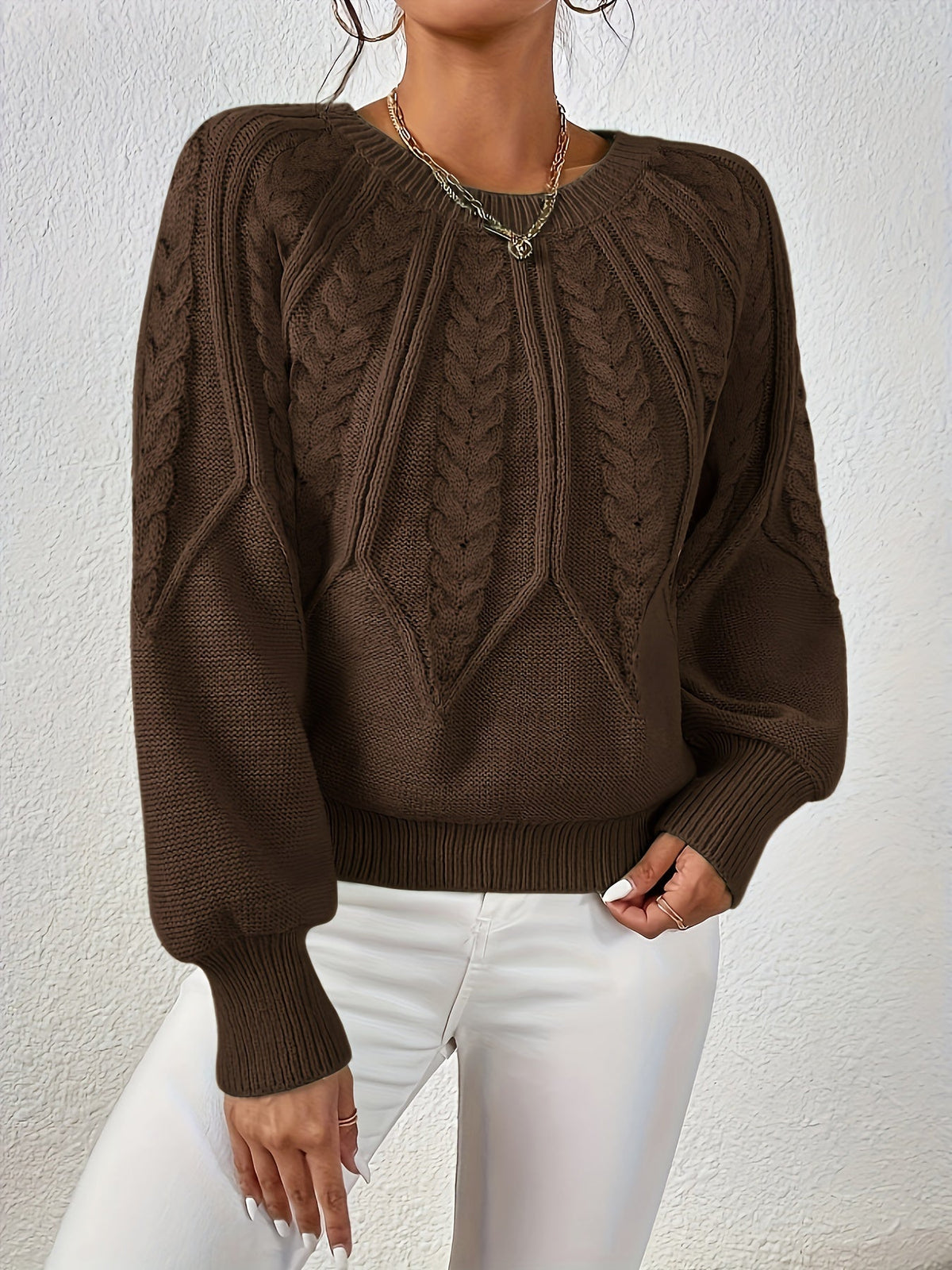 Helvano | Zopfstrick-Pullover mit Rundhals