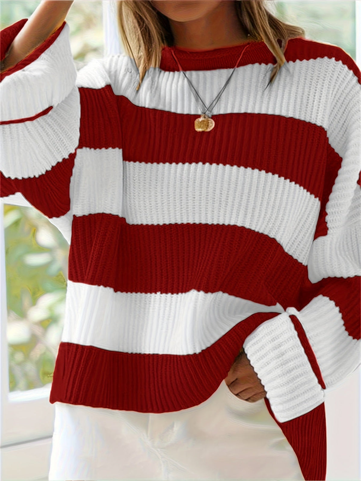Helvano | Lockerer Colorblock-Strickpullover für Damen