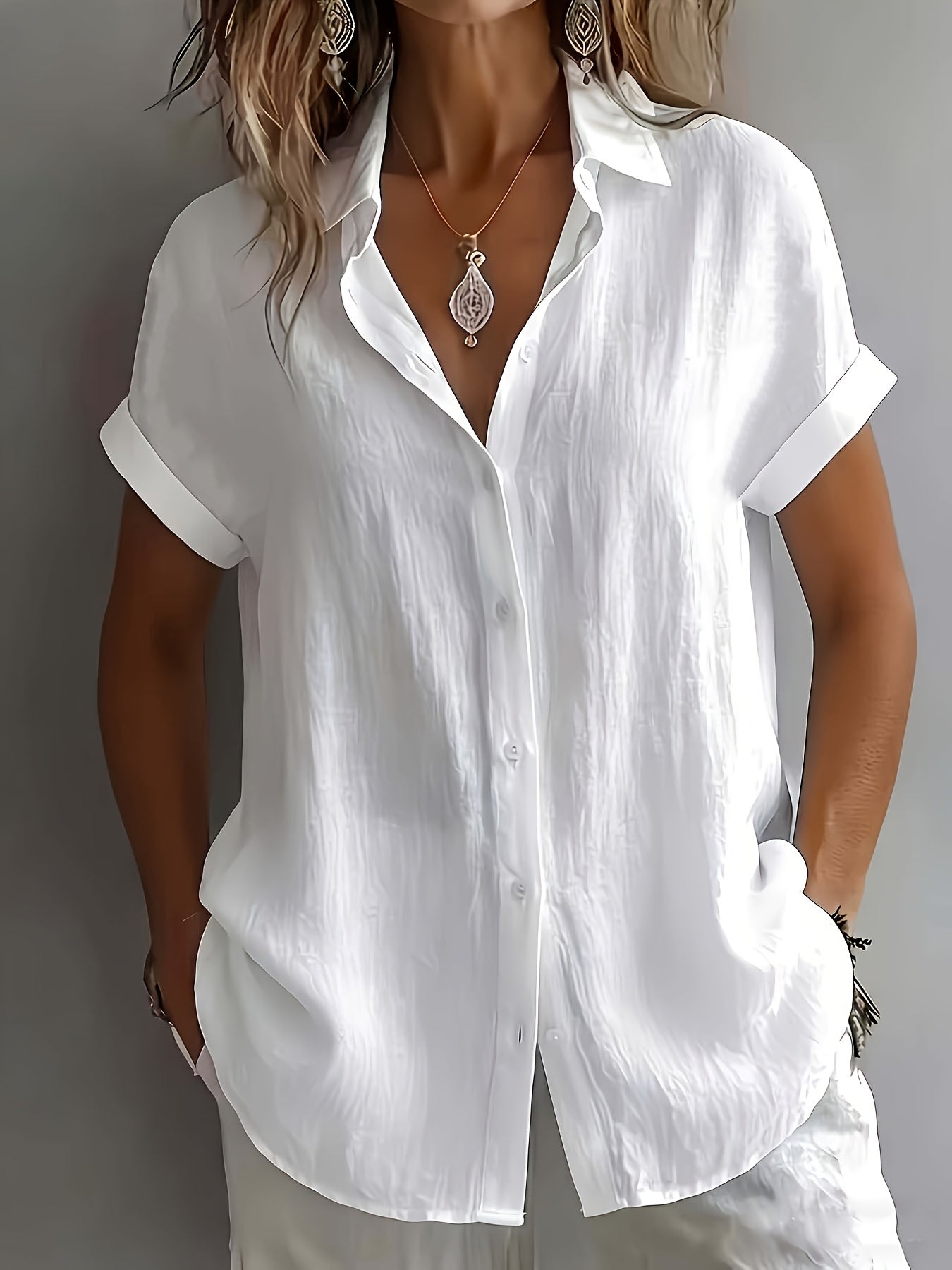 Helvano | Leinenbluse mit Kragen für Damen