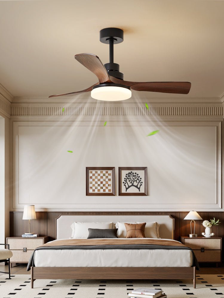Helvano | Moderner Deckenventilator mit LED-Licht in Walnuss