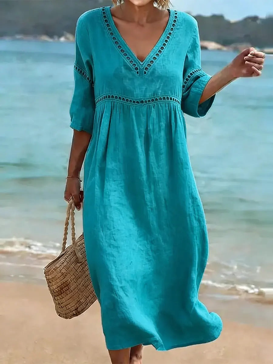 Helvano | Midikleid mit V-Ausschnitt für Damen