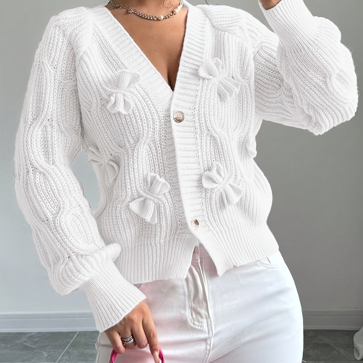 Helvano | Strickjacke mit Schleifendetail für Damen