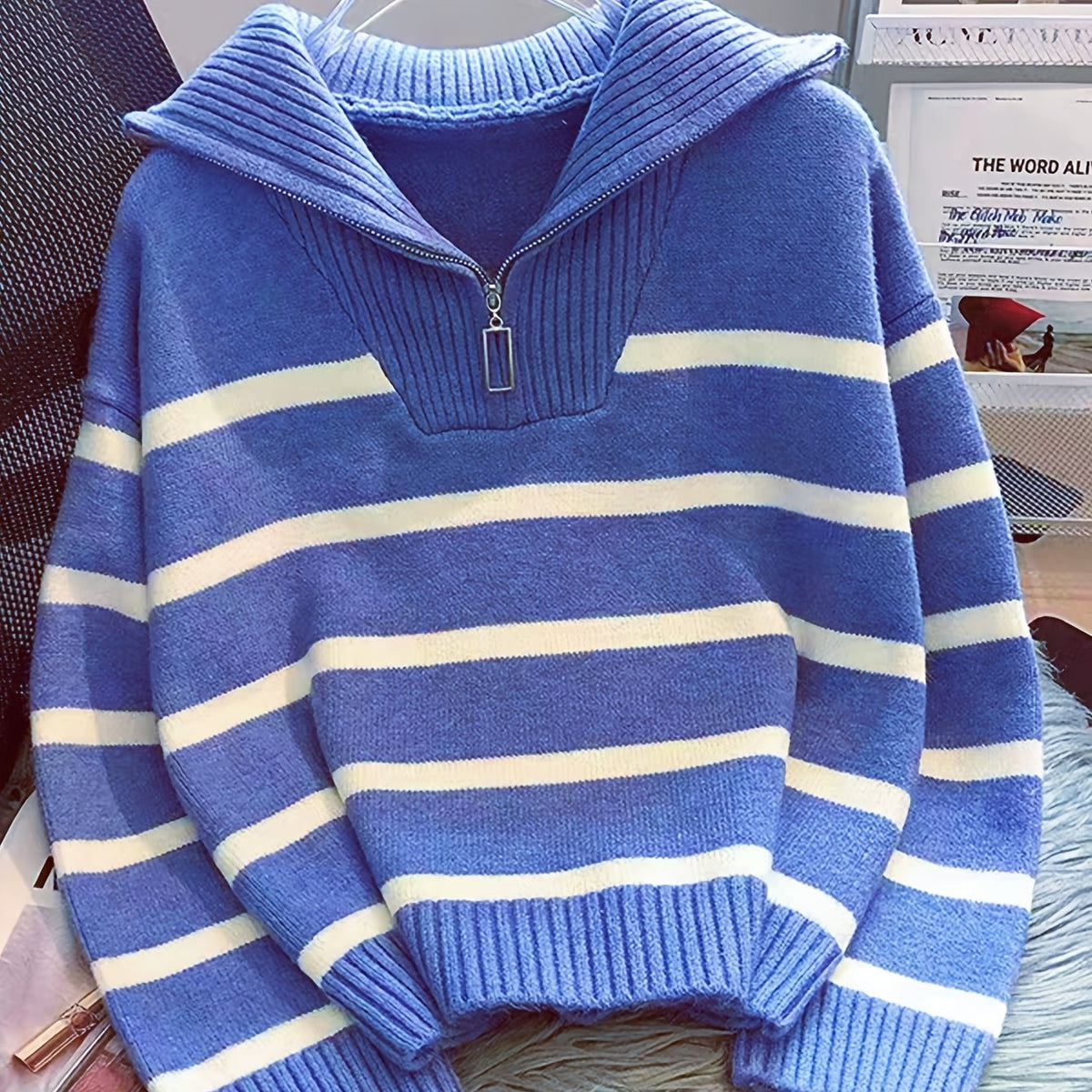 Helvano | Gestreifter Troyer-Pullover für Damen
