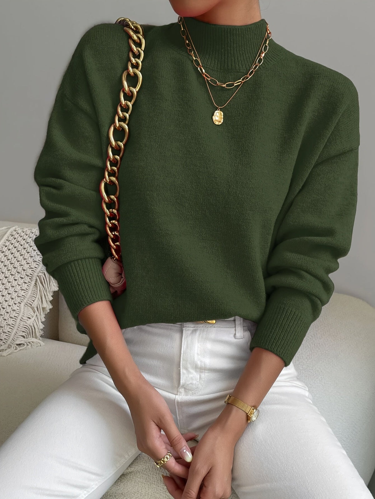 Helvano | Strickpullover mit Stehkragen für Damen