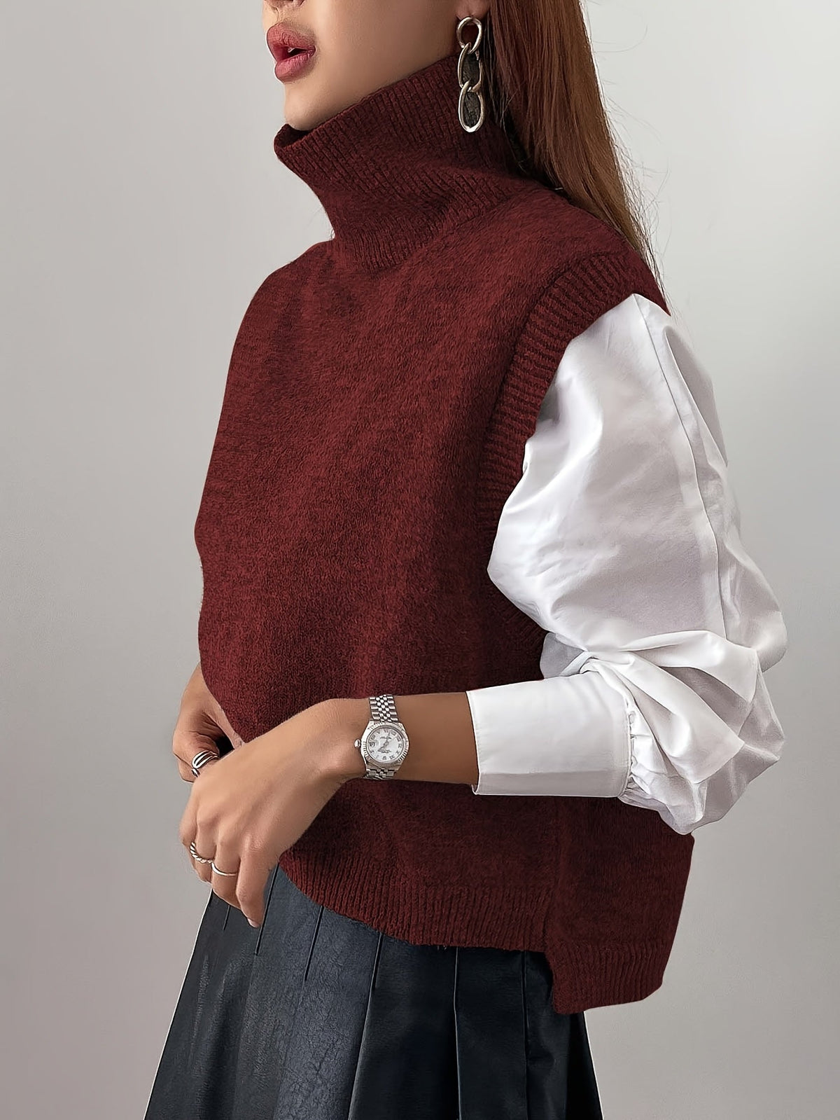 Helvano | Strick-Pullunder mit Stehkragen für Damen