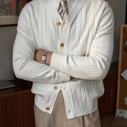 Helvano | Gerippte Strickjacke mit Knöpfen für Herren
