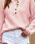 Helvano | Gerippter Henley-Pullover für Damen
