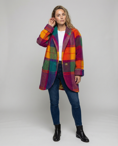 Helvano | Oversized Karierte Damenjacke