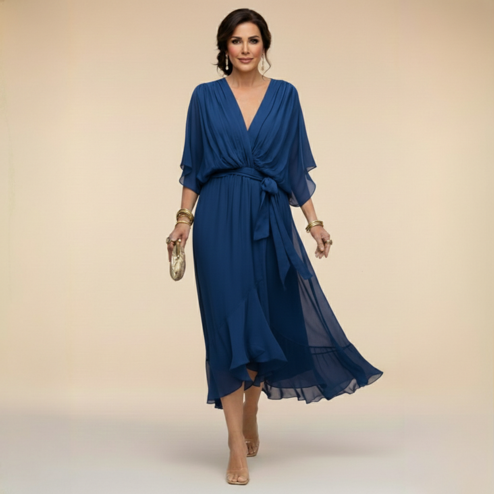 Helvano | Chiffon-Kleid mit V-Ausschnitt für Damen