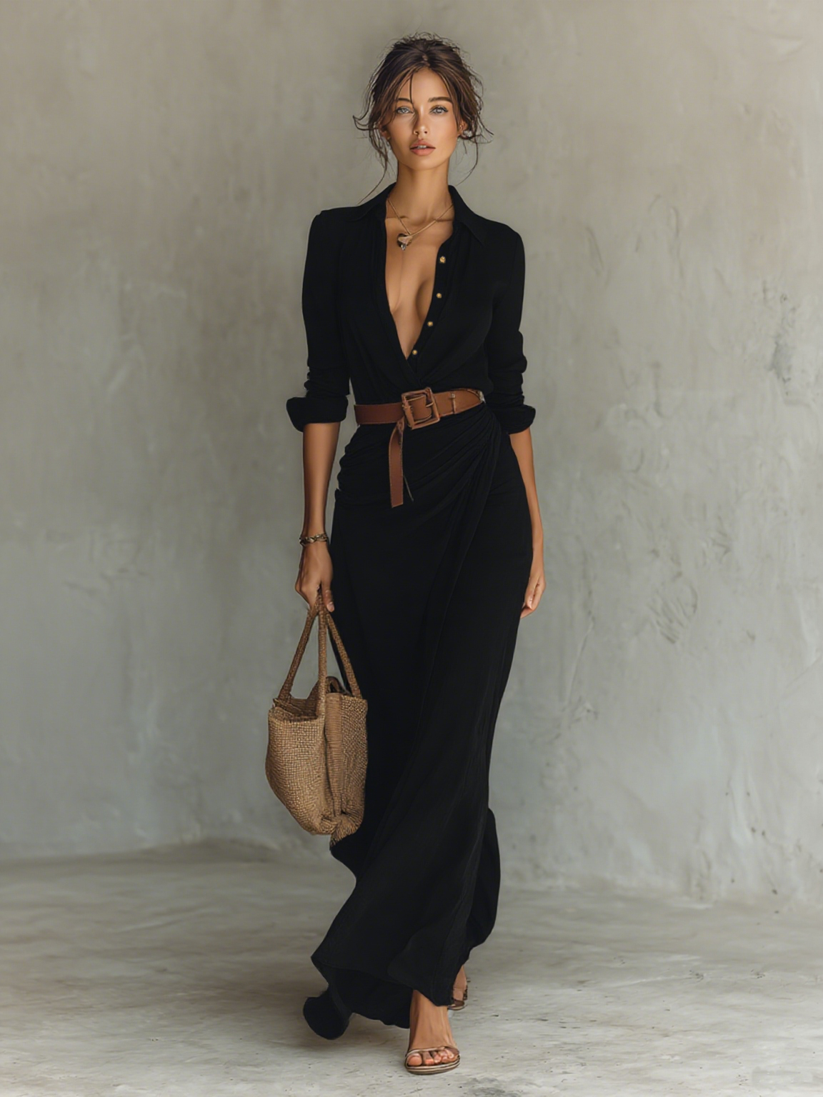 Helvano | Maxikleid mit Gürtel für Damen