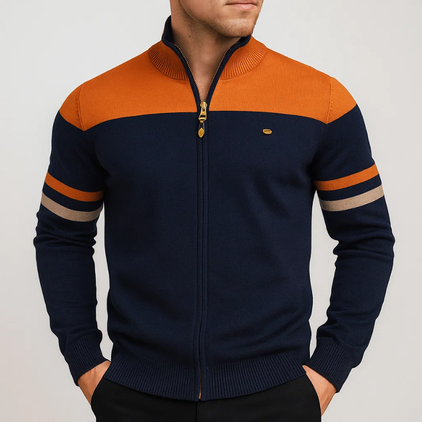 Helvano | Colorblock Sweatshirt mit Reissverschluss für Herren