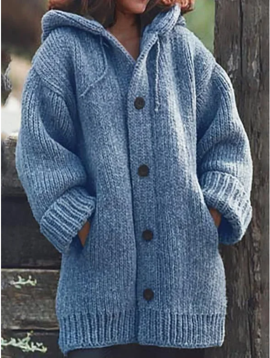 Helvano | Strickjacke mit Kapuze und Knöpfen für Damen