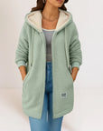 Helvano | Lange Fleecejacke mit Kapuze für Damen