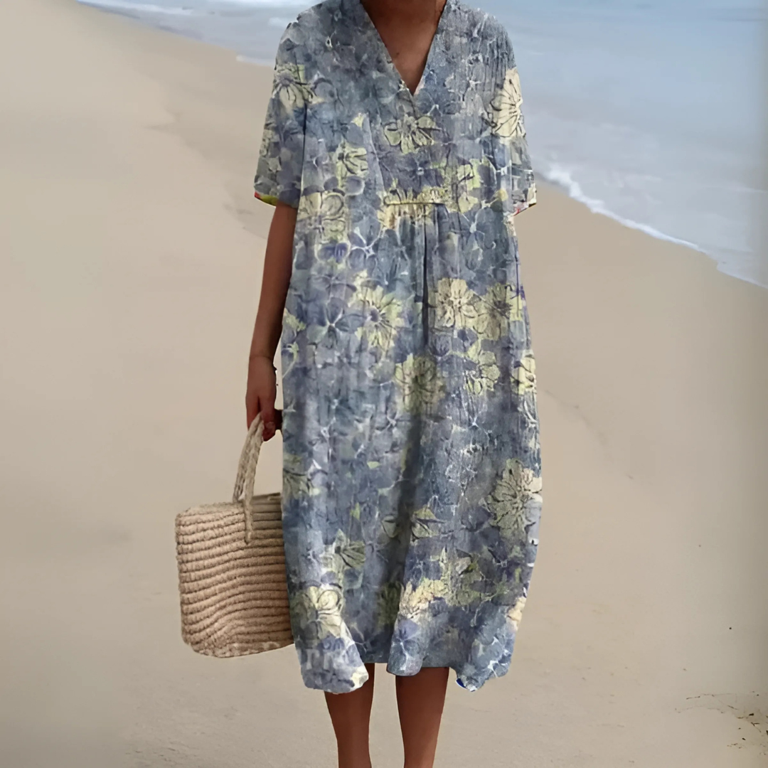 Helvano | Boho Blumenkleid mit lockerem Schnitt