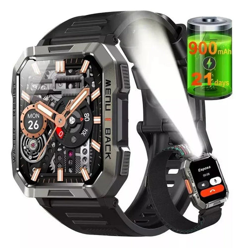 Helvano | Rugged Smartwatch mit Anruf & SOS in Schwarz