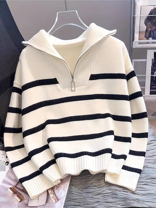 Helvano | Gestreifter Troyer-Pullover für Damen