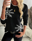 Helvano | Strickpullover mit Rundhals und Schneeflocken