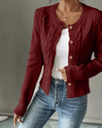 Helvano | Damen Zopfstrick-Cardigan mit Knopfleiste