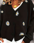 Helvano | Damen Strickjacke mit Blumenstickerei