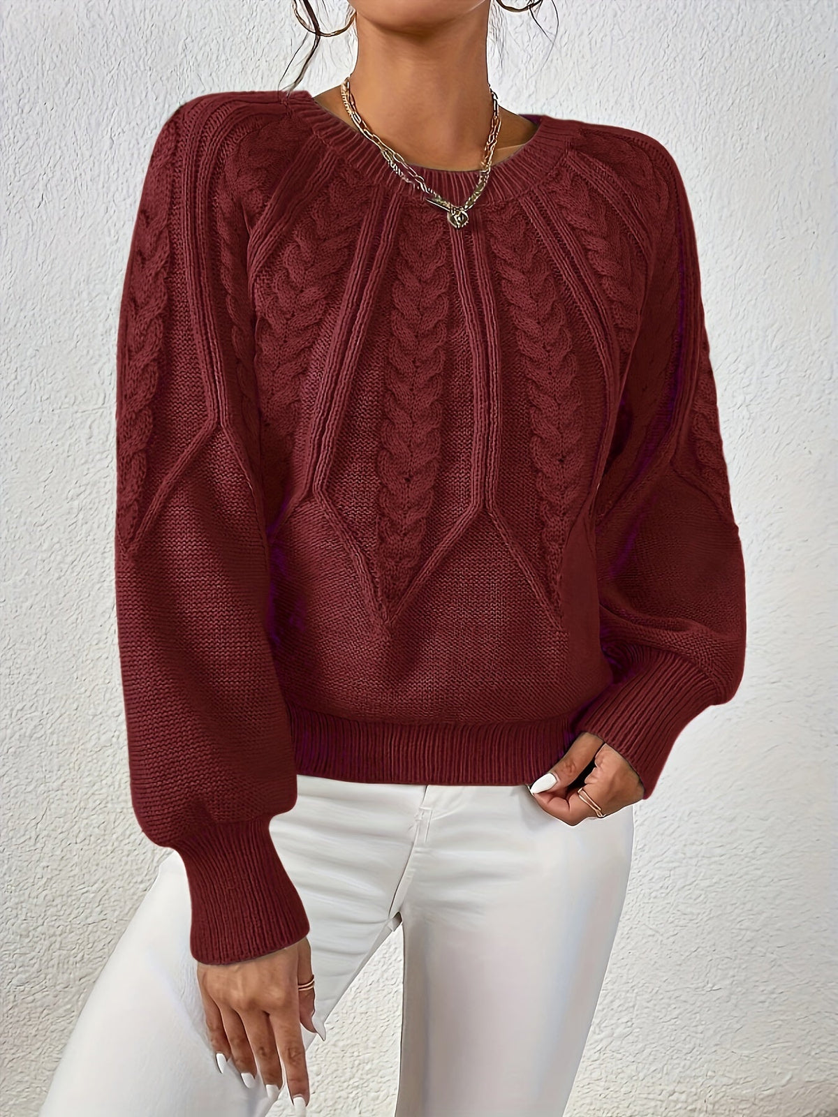 Helvano | Lockerer Zopfstrickpullover für Damen