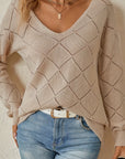 Helvano | Lochstrick-Pullover mit V-Ausschnitt für Damen