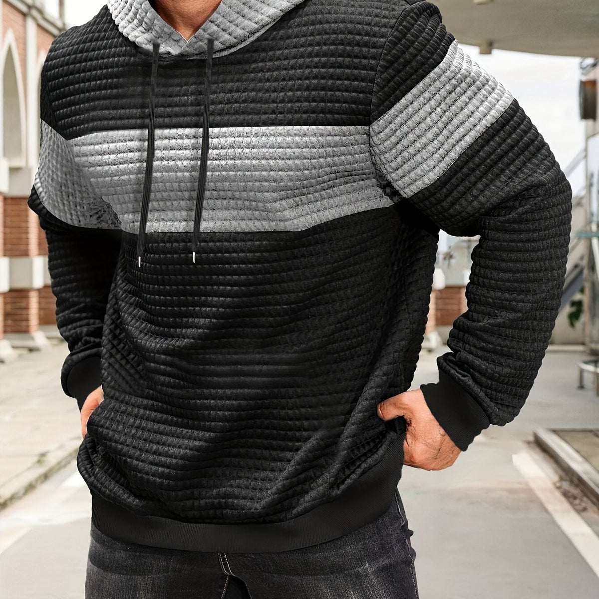 Helvano | Strukturierter Colorblock-Hoodie für Herren