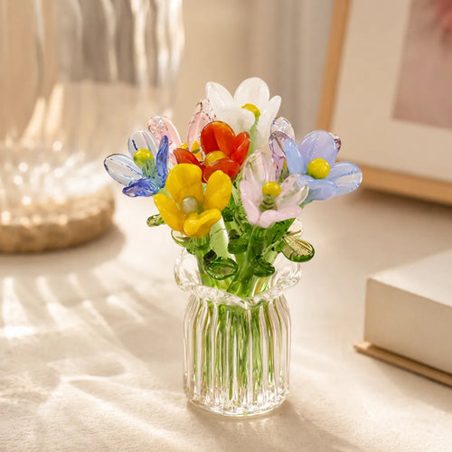 Helvano | Kunstblumen-Set mit Glasvase