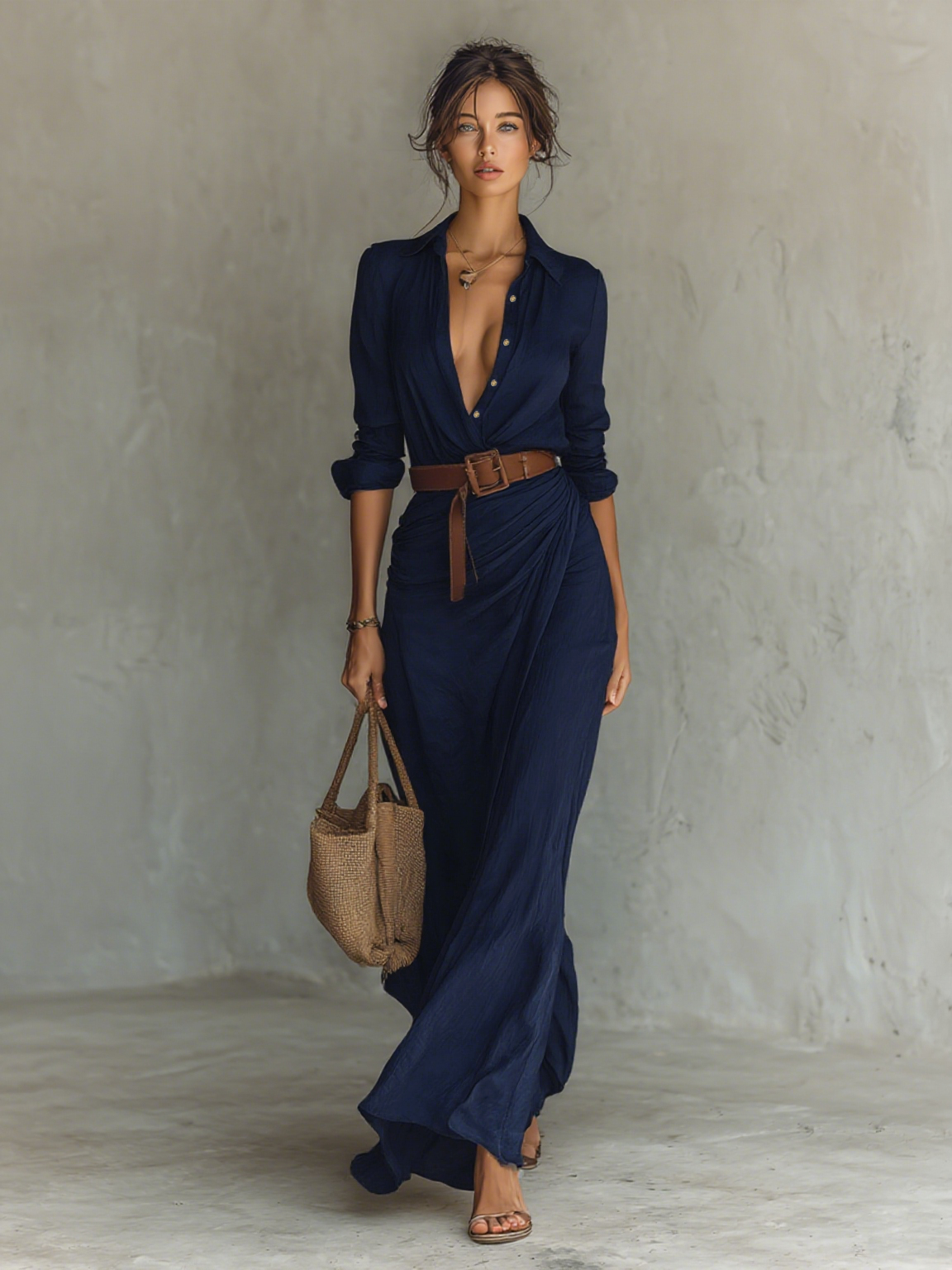 Helvano | Maxikleid mit Gürtel für Damen