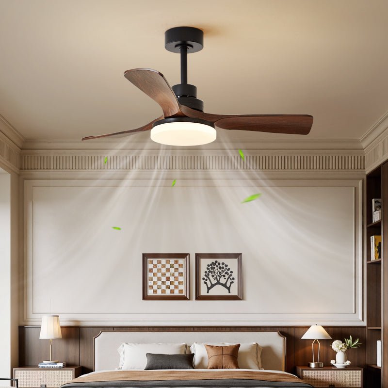 Helvano | Moderner Deckenventilator mit LED-Licht in Walnuss