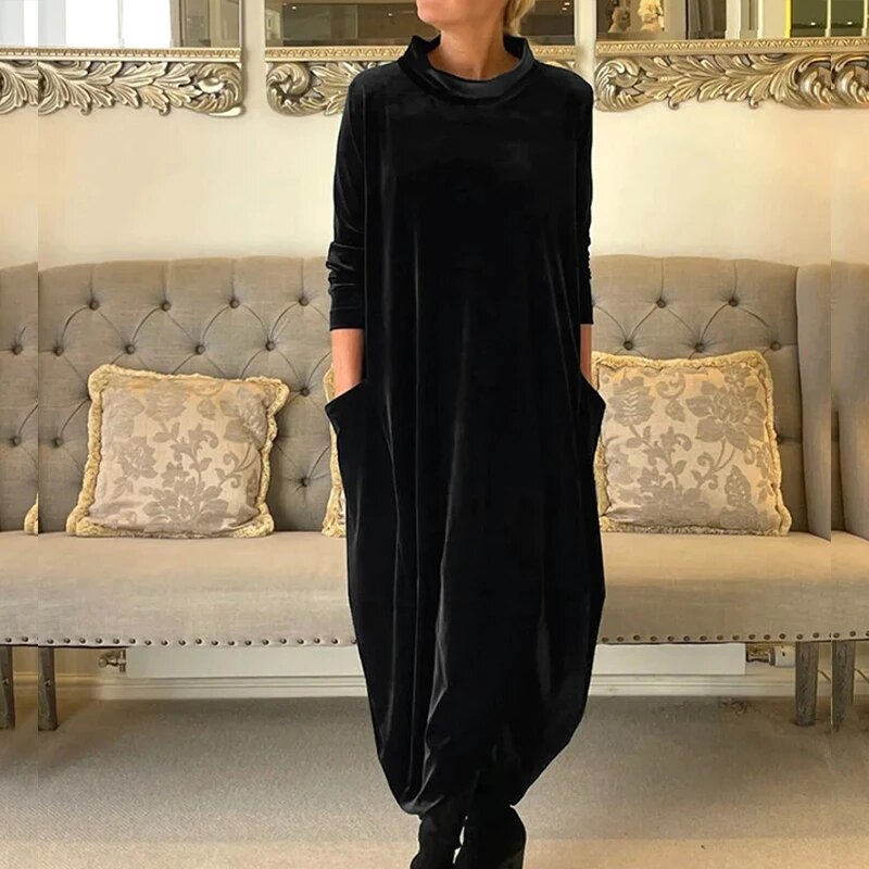 Helvano | Samtkleid mit Taschen für Damen