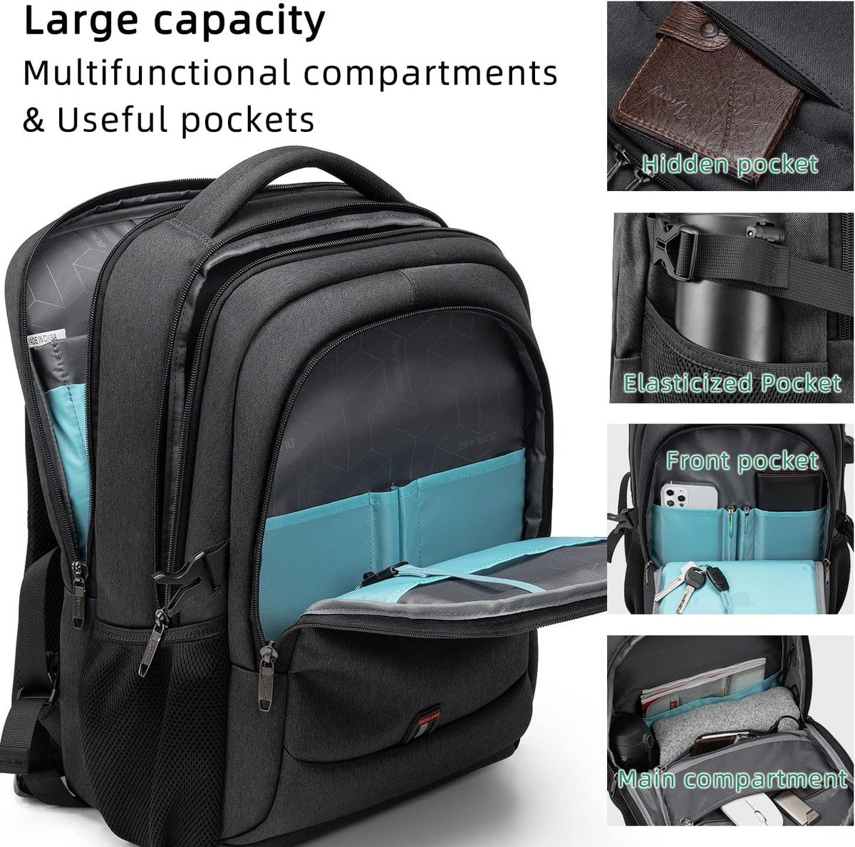 Helvano | Laptop-Rucksack mit USB-Anschluss für Reisen