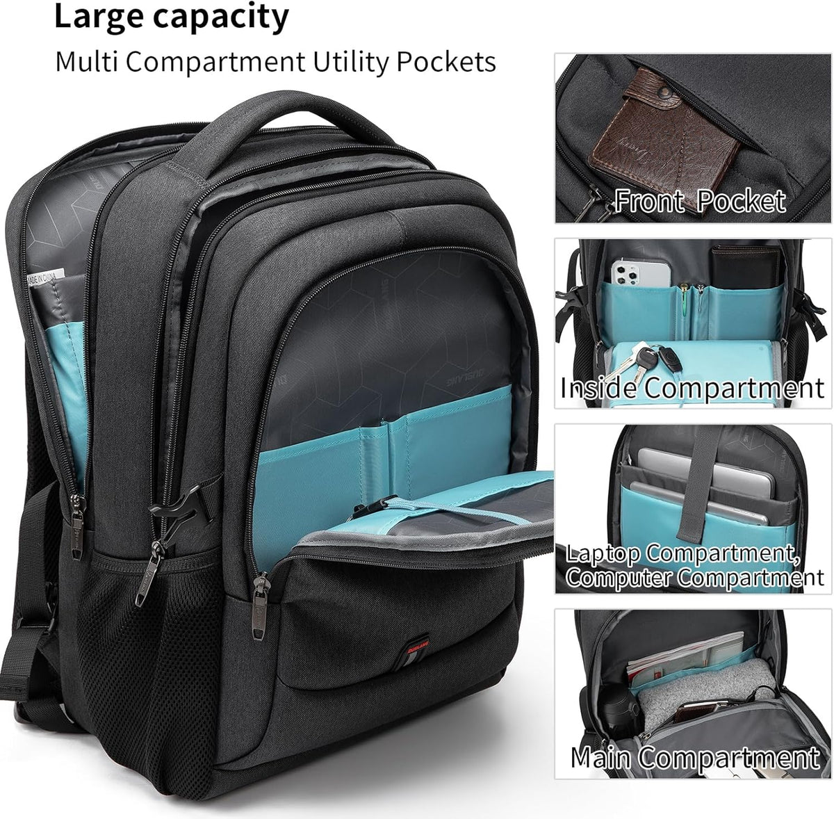 Helvano | Laptop-Rucksack mit USB-Anschluss für Reisen