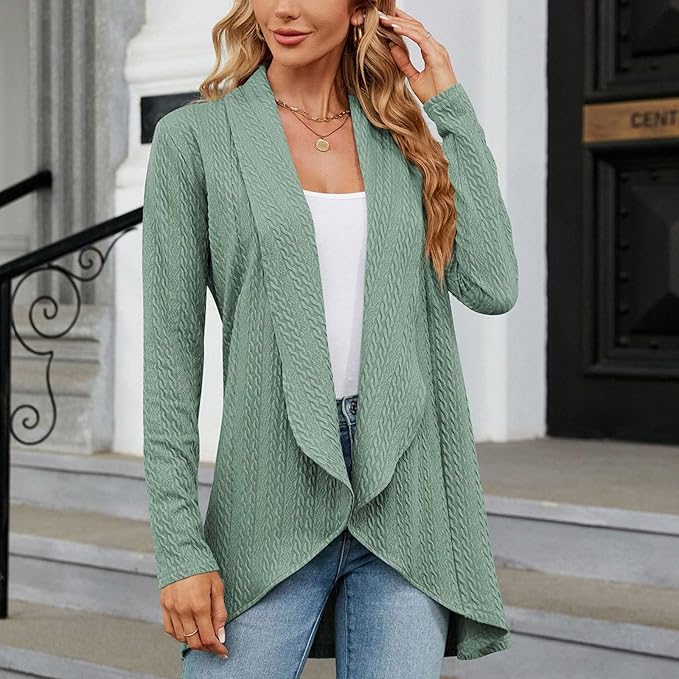 Helvano | Offener drapierter Strickcardigan für Damen