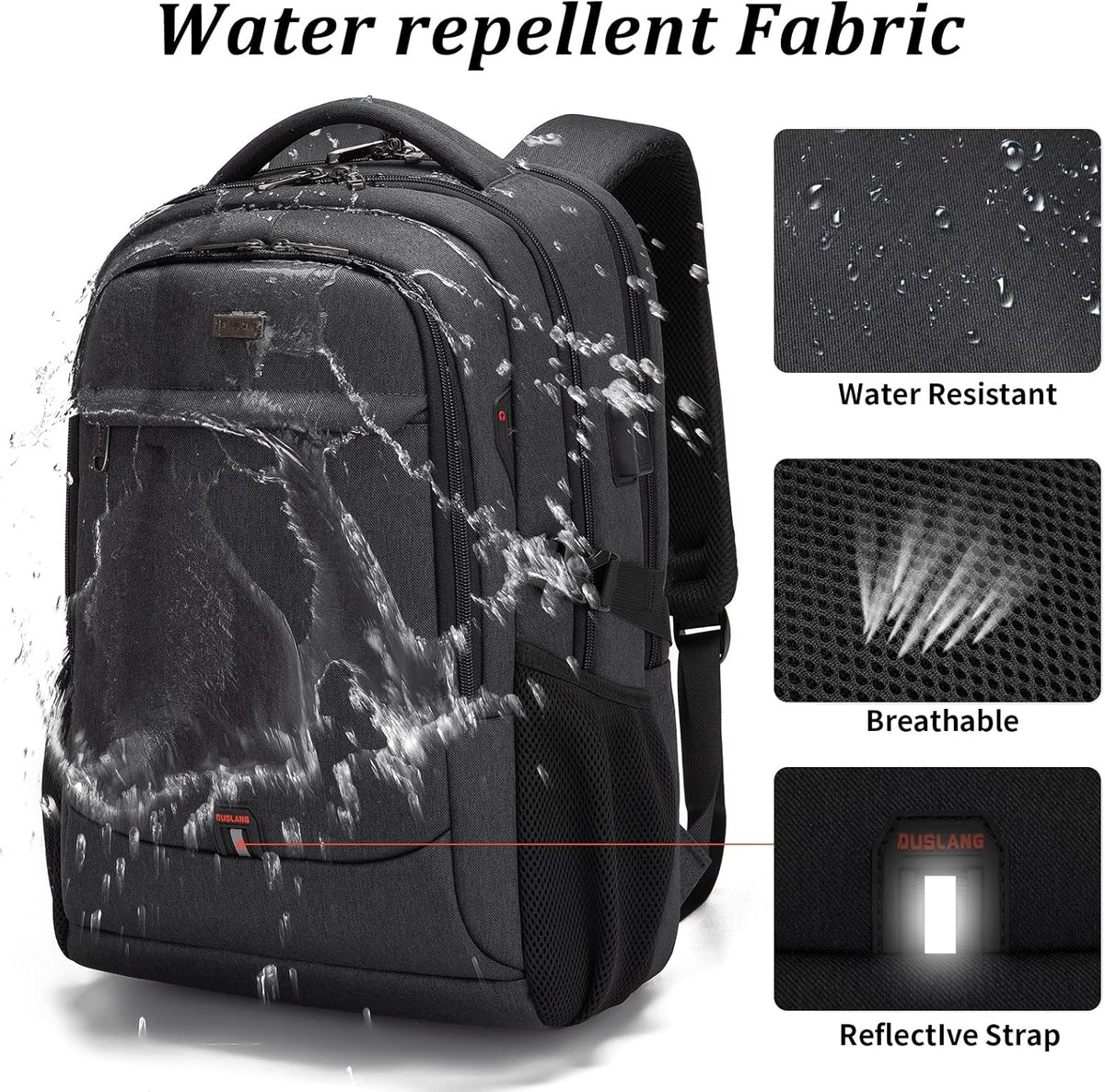Helvano | Laptop-Rucksack mit USB-Anschluss für Reisen