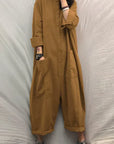 Helvano | Oversized Leinen-Jumpsuit mit Langarm für Damen