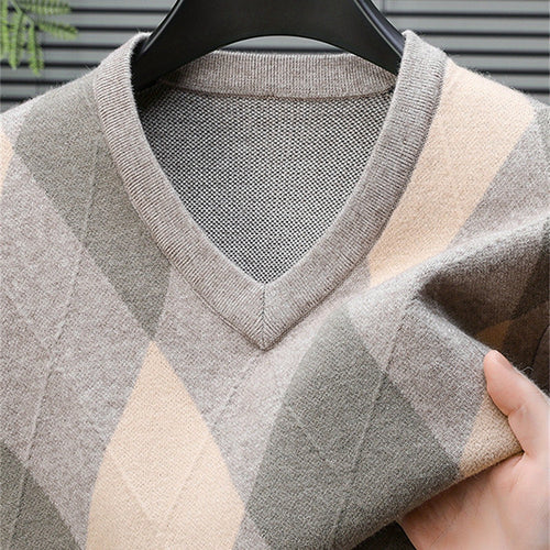 Helvano | Argyle-Pullover mit V-Ausschnitt für Herren