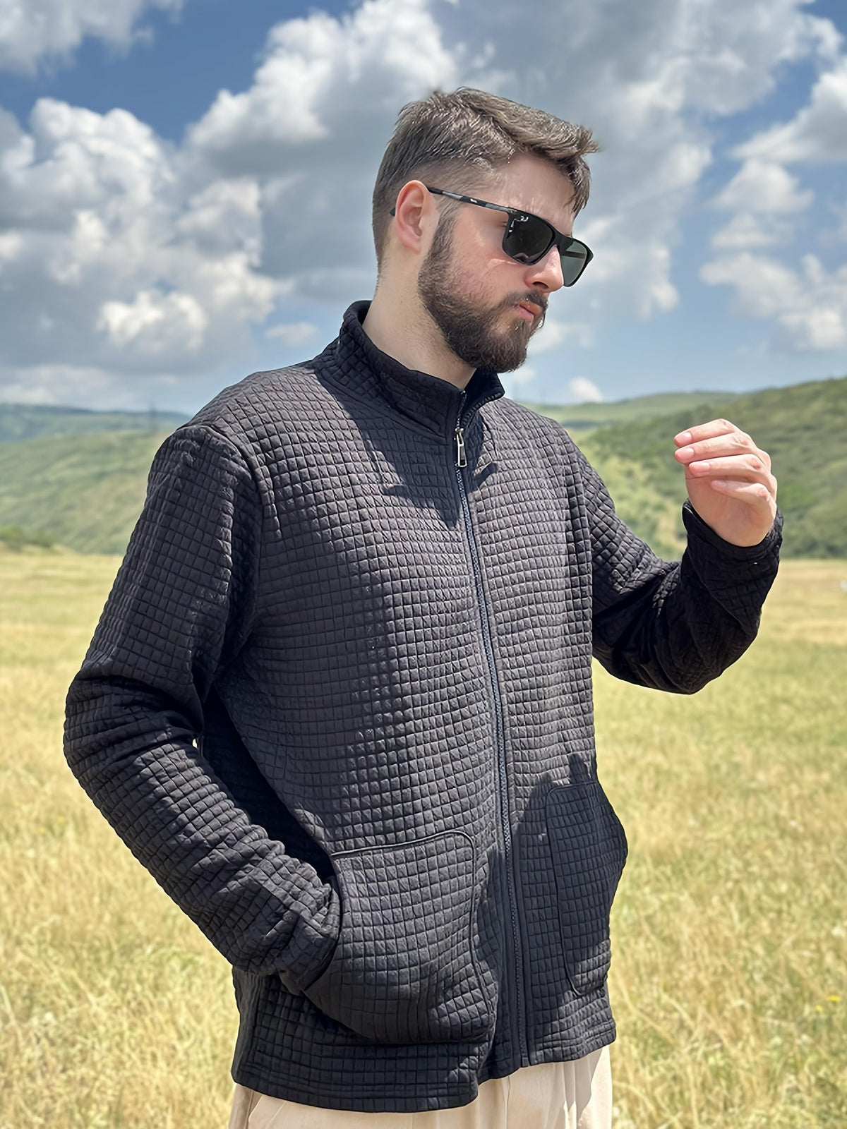 Helvano | Strukturierte Herrenjacke mit Reissverschluss
